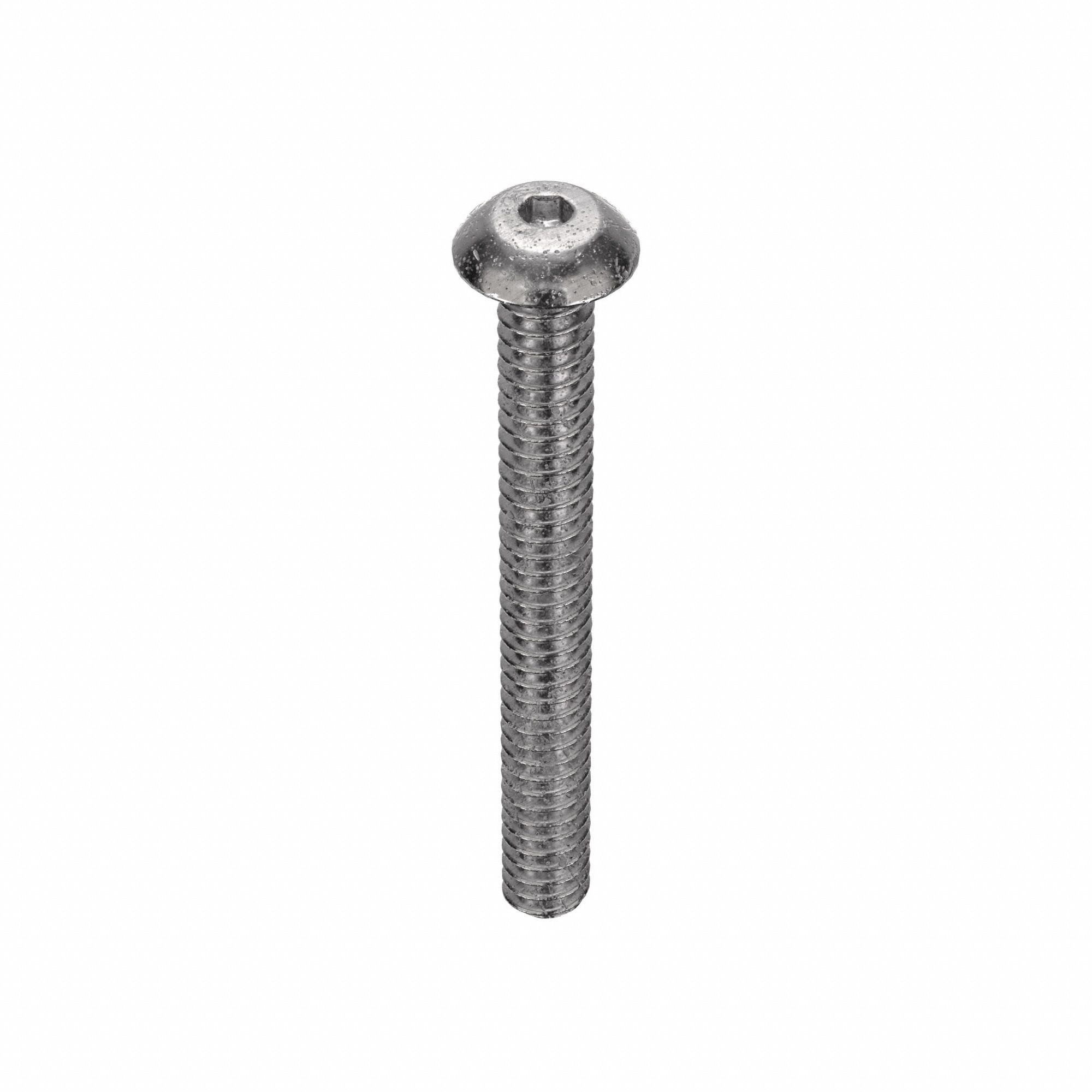 Socket Head Cap Screw: #6-32 Thread Size, 1 1/4 in Lg, Button, Plain, Stainless Steel, 18-8, 100 PK