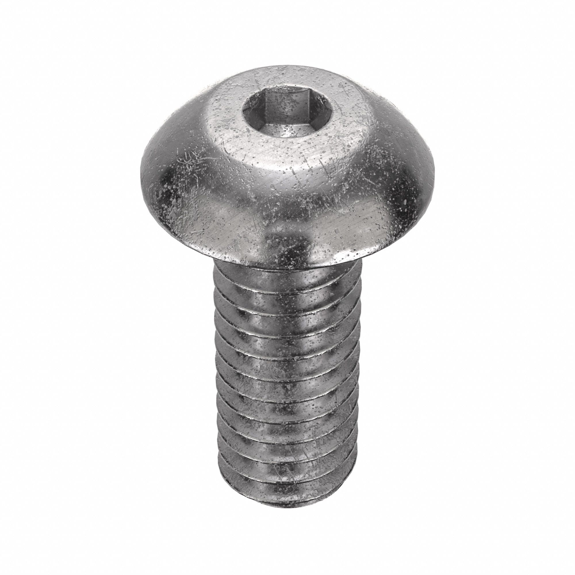 Socket Head Cap Screw: #8-32 Thread Size, 7/16 in Lg, Button, Plain, Stainless Steel, 18-8, 100 PK