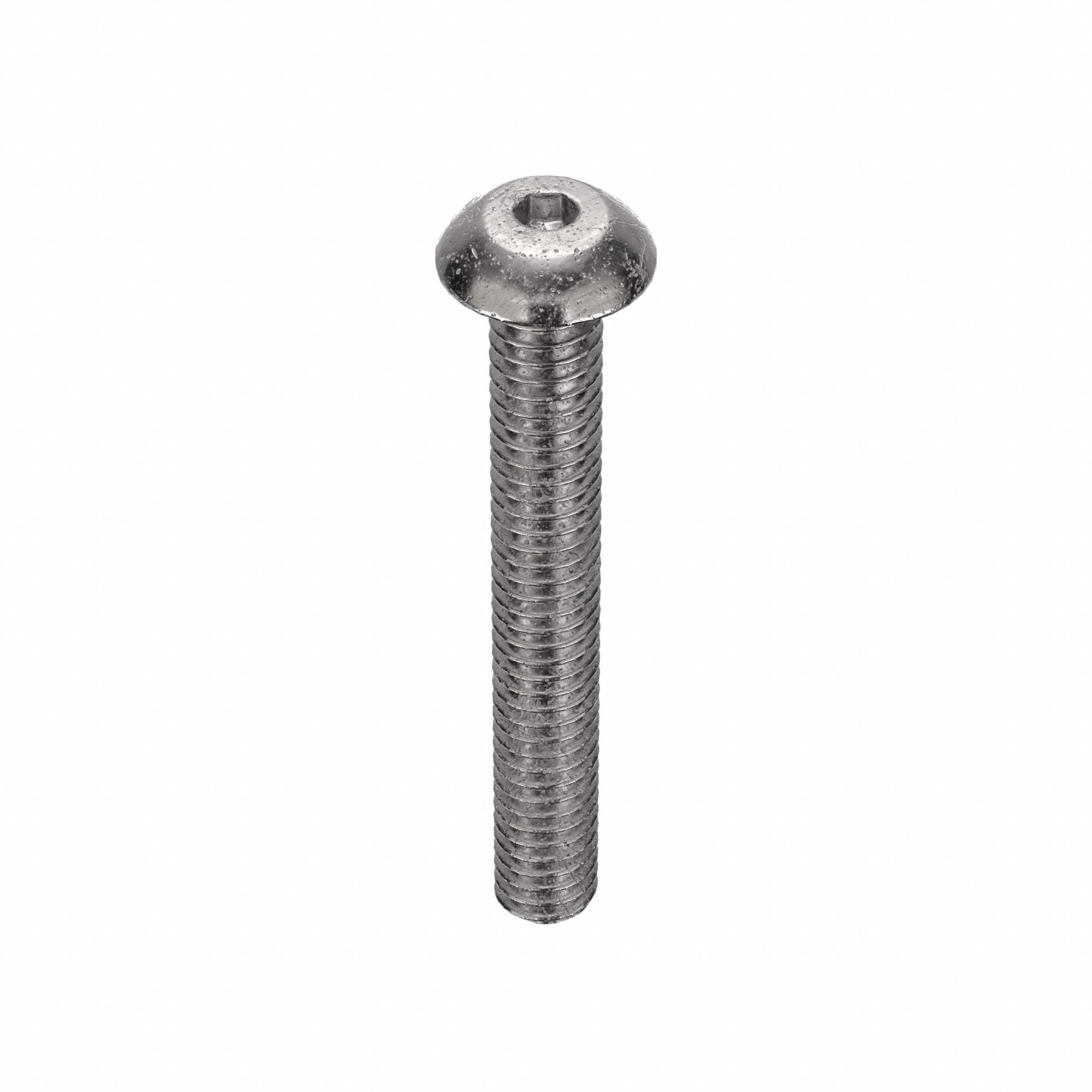 Socket Head Cap Screw: #8-32 Thread Size, 1 1/4 in Lg, Button, Plain, Stainless Steel, 18-8, 100 PK