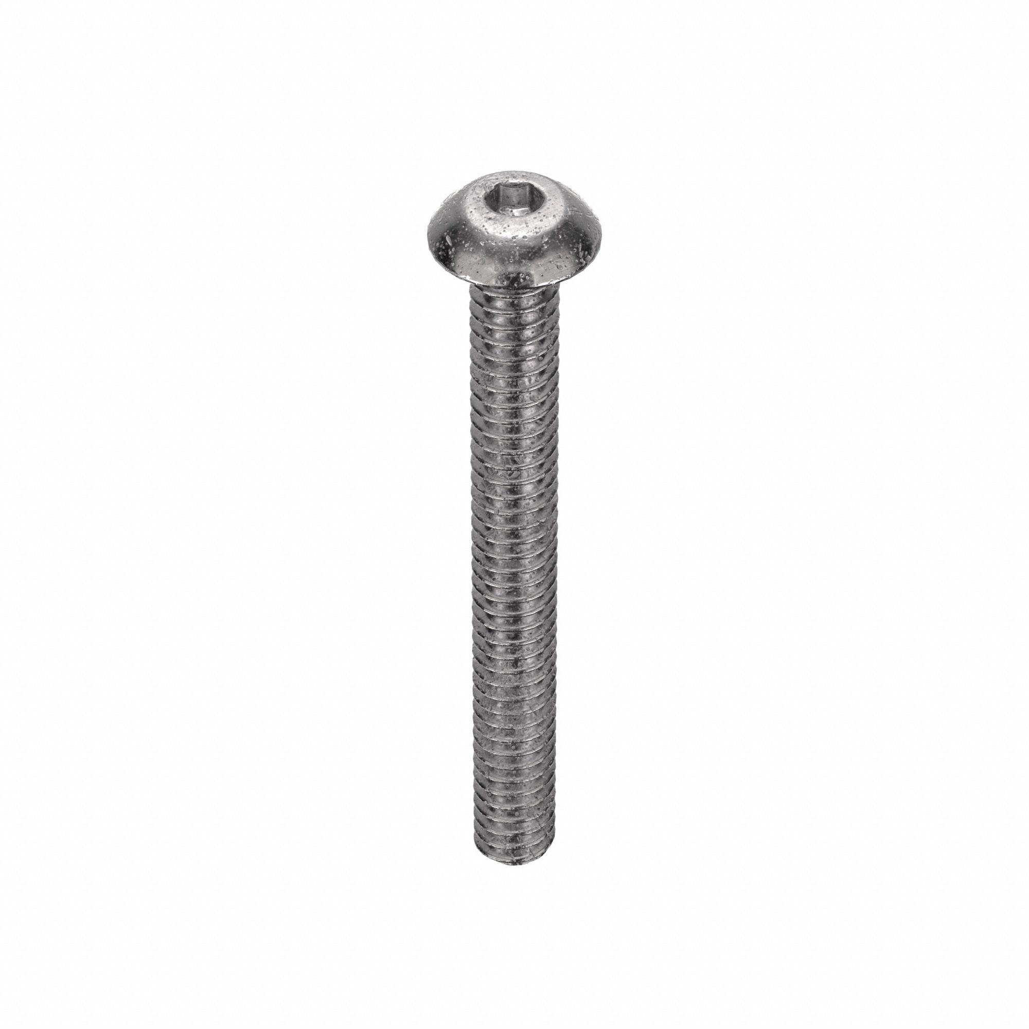 Socket Head Cap Screw: #10-24 Thread Size, 1 3/4 in Lg, Button, Plain, Stainless Steel, 18-8, 100 PK