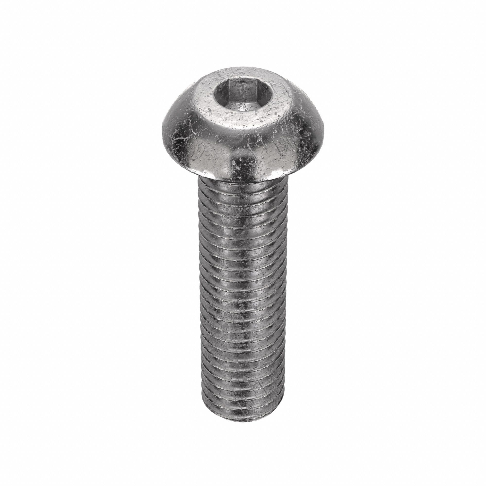 Socket Head Cap Screw: 1/2"-13 Thread Size, 2 in Lg, Button, Plain, Stainless Steel, 18-8, 10 PK