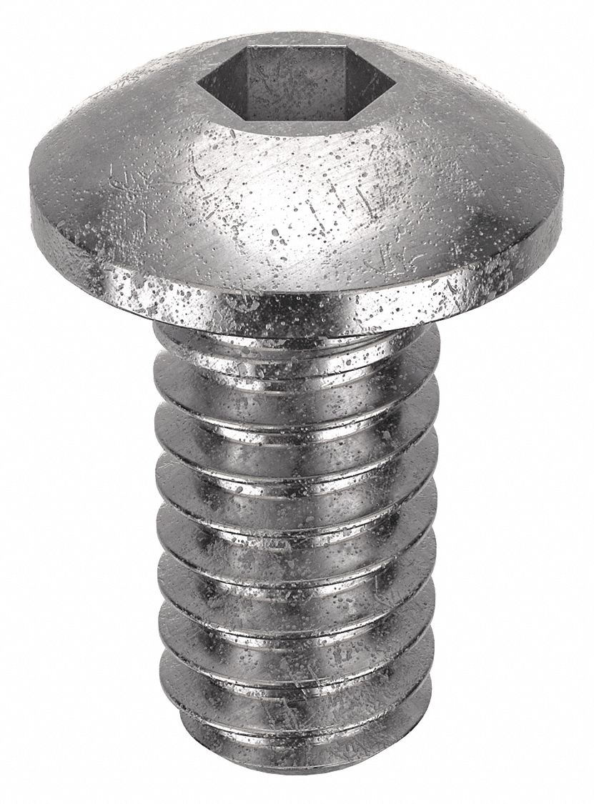Socket Head Cap Screw: #0-80 Thread Size, 1/8 in Lg, Button, Plain, Stainless Steel, 18-8, 100 PK