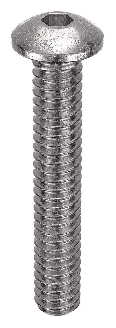 Socket Head Cap Screw: #0-80 Thread Size, 3/8 in Lg, Button, Plain, Stainless Steel, 18-8, 100 PK