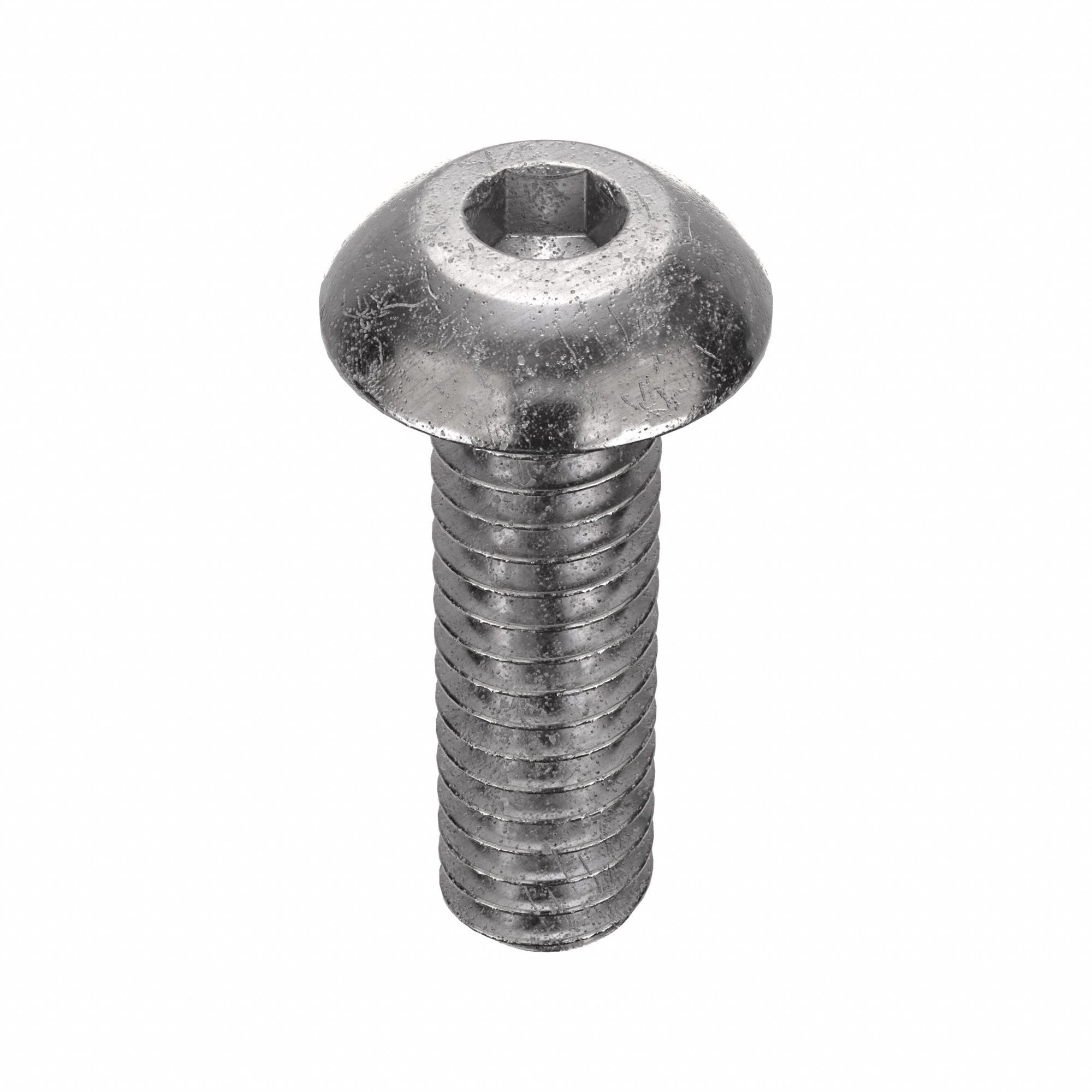 Socket Head Cap Screw: #1-72 Thread Size, 1/4 in Lg, Button, Plain, Stainless Steel, 18-8, 100 PK