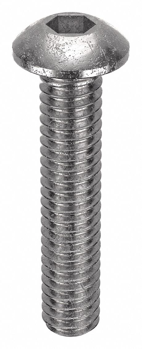 Socket Head Cap Screw: #1-72 Thread Size, 3/8 in Lg, Button, Plain, Stainless Steel, 18-8, 100 PK