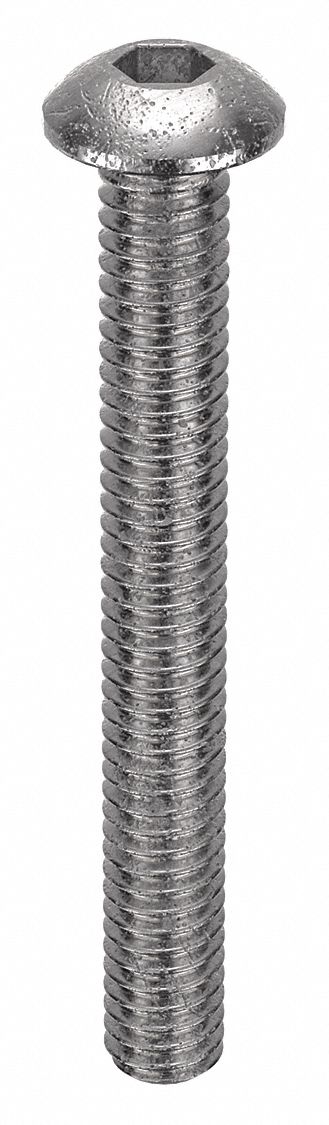 Socket Head Cap Screw: #1-72 Thread Size, 5/8 in Lg, Button, Plain, Stainless Steel, 18-8, 100 PK
