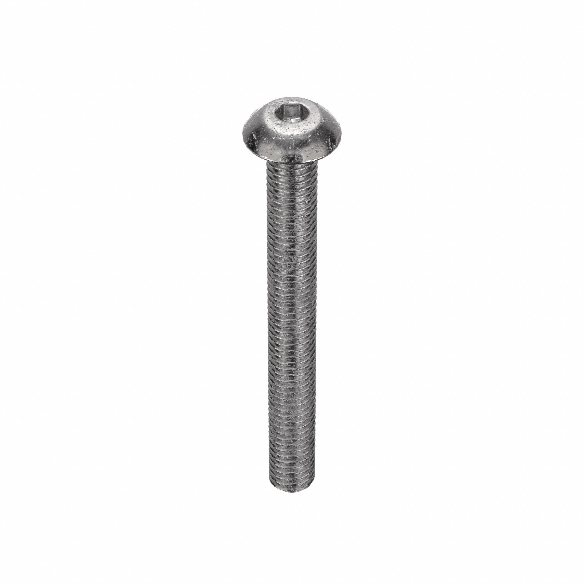 Socket Head Cap Screw: #10-32 Thread Size, 1 3/4 in Lg, Button, Plain, Stainless Steel, 18-8, 100 PK