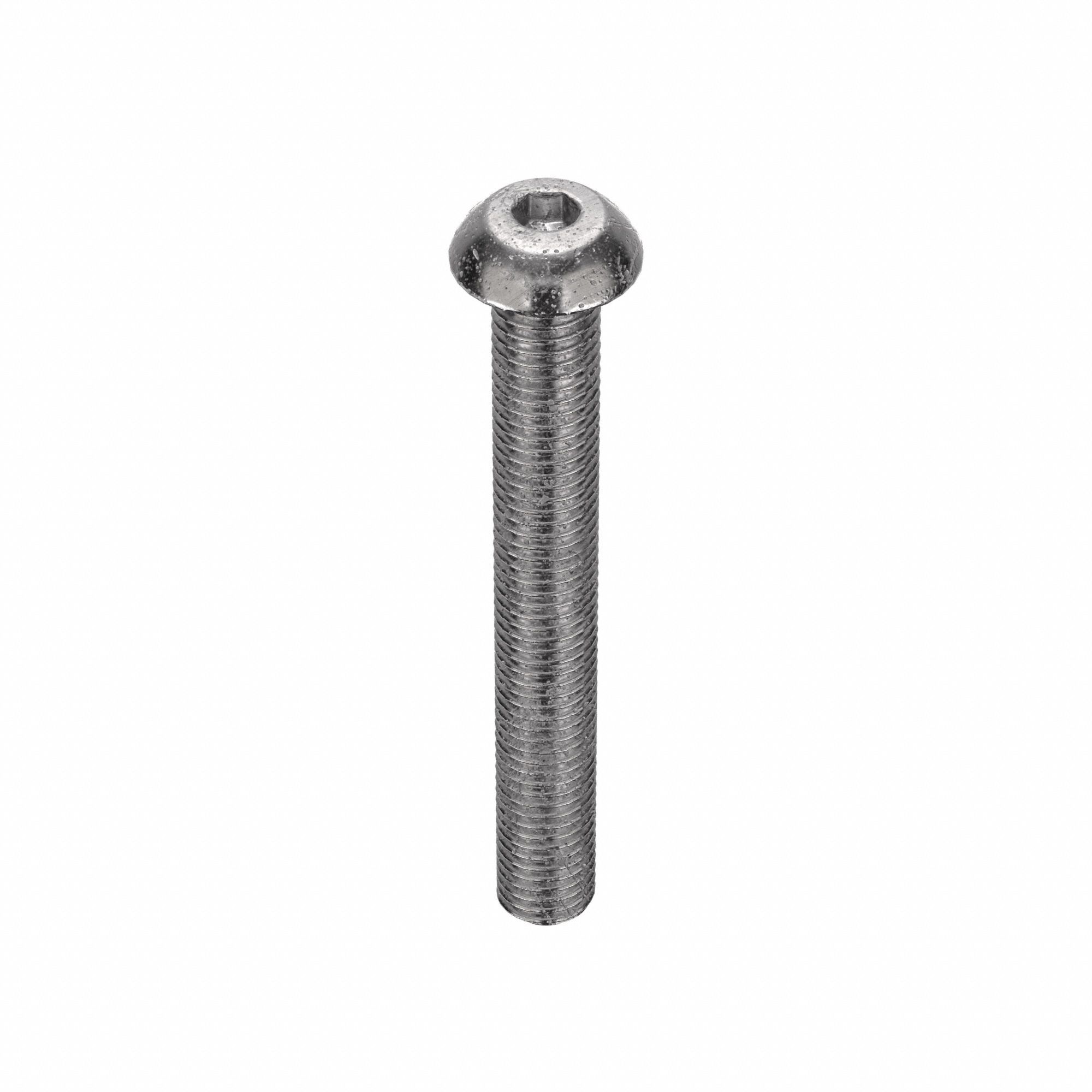 Socket Head Cap Screw: 1/4"-28 Thread Size, 2 in Lg, Button, Plain, Stainless Steel, 18-8, 50 PK