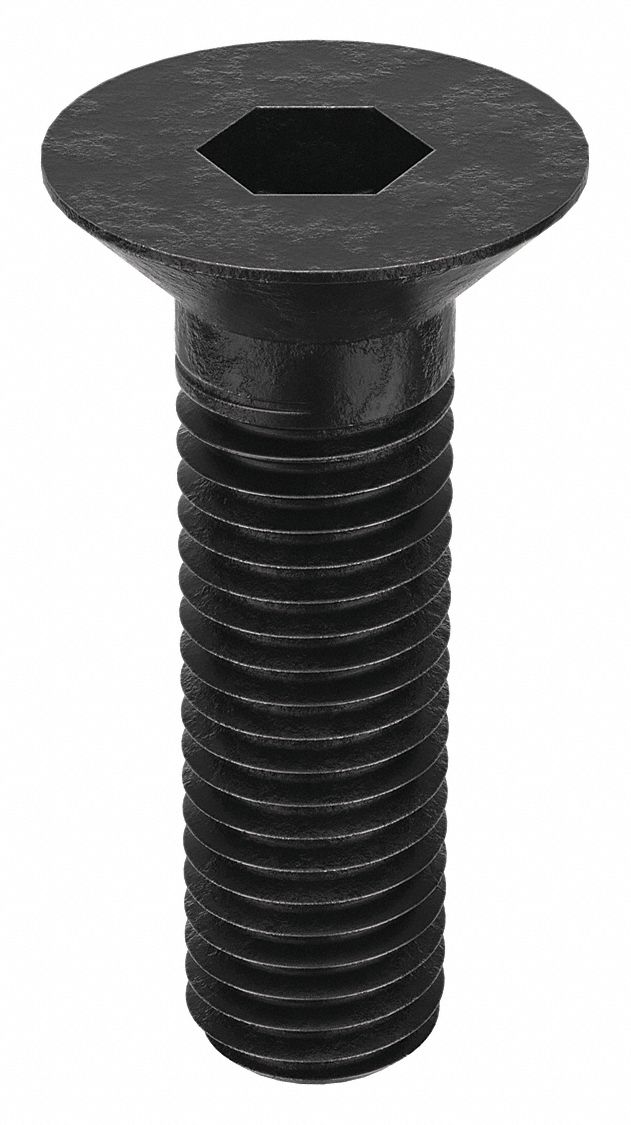 Socket Flat Head Screw: M14x2.00 Thread Size, 45 mm Lg, Flat, Black Oxide, Alloy Steel, 25 PK
