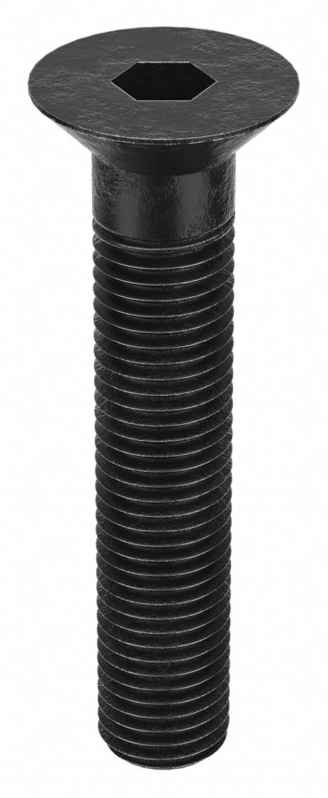 Socket Flat Head Screw: M16x2.00 Thread Size, 80 mm Lg, Flat, Black Oxide, Alloy Steel, 10 PK