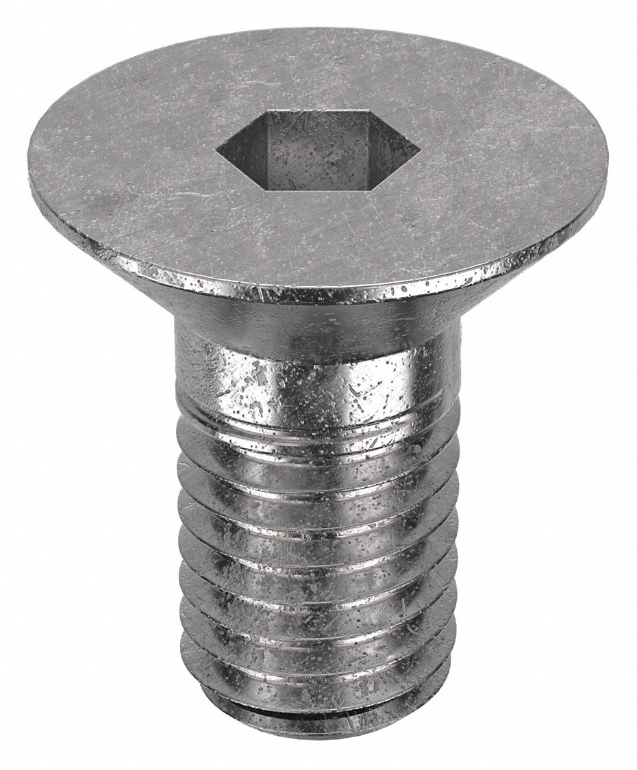 Socket Flat Head Screw: M10x1.50 Thread Size, 16 mm Lg, Flat, Plain, Stainless Steel, 316, 50 PK