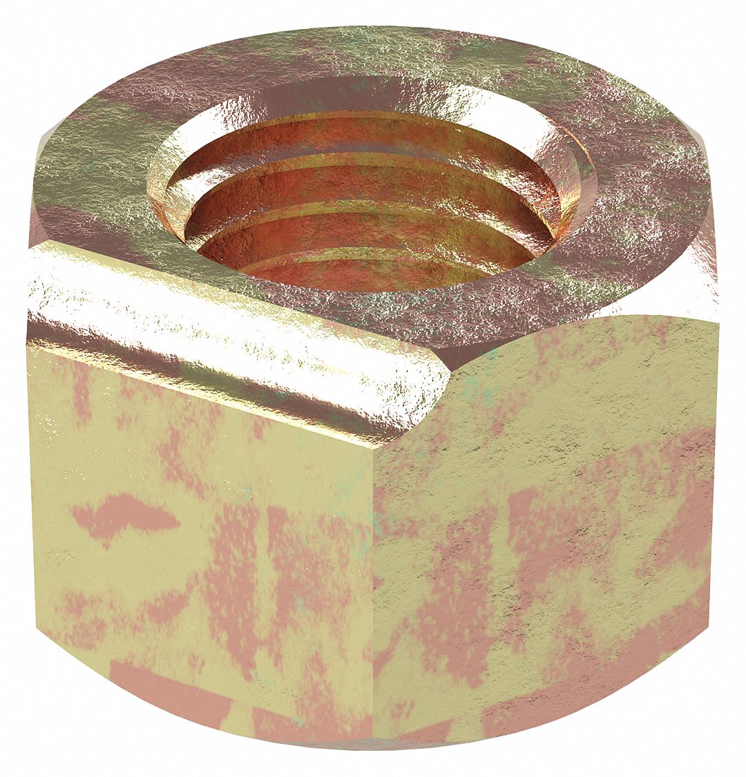 Lock Nut: Top Lock Distorted Thread, Std Hex, 1"-8 Thread Size, Steel, Grade C, Zinc Yellow, 5 PK