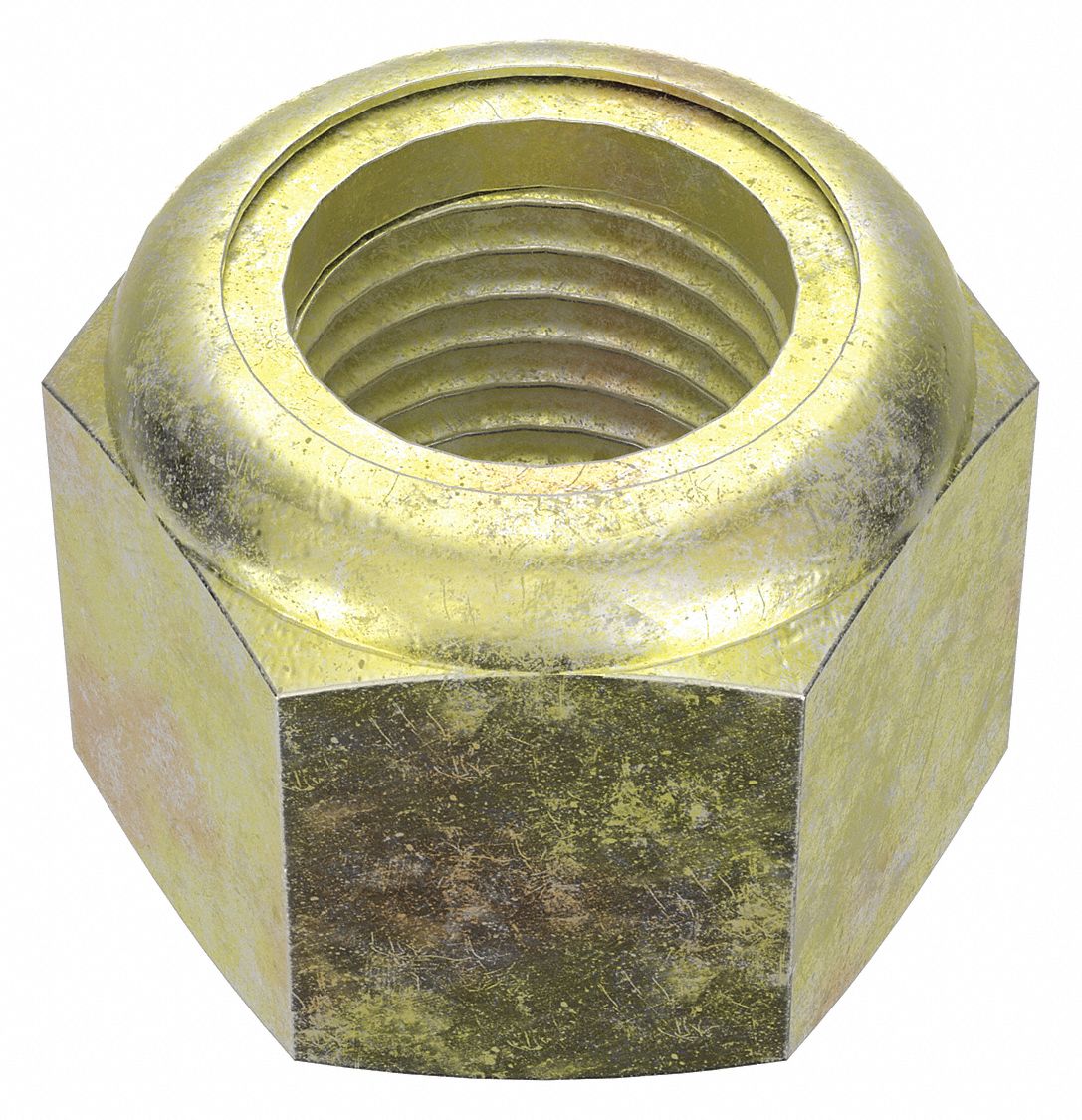 LOCK NUT, NYLON INSERT, ⅜"-24 THREAD, STEEL, UNF, GRADE 8, ZINC YELLOW, 9/16 IN HEX W, 50 PK