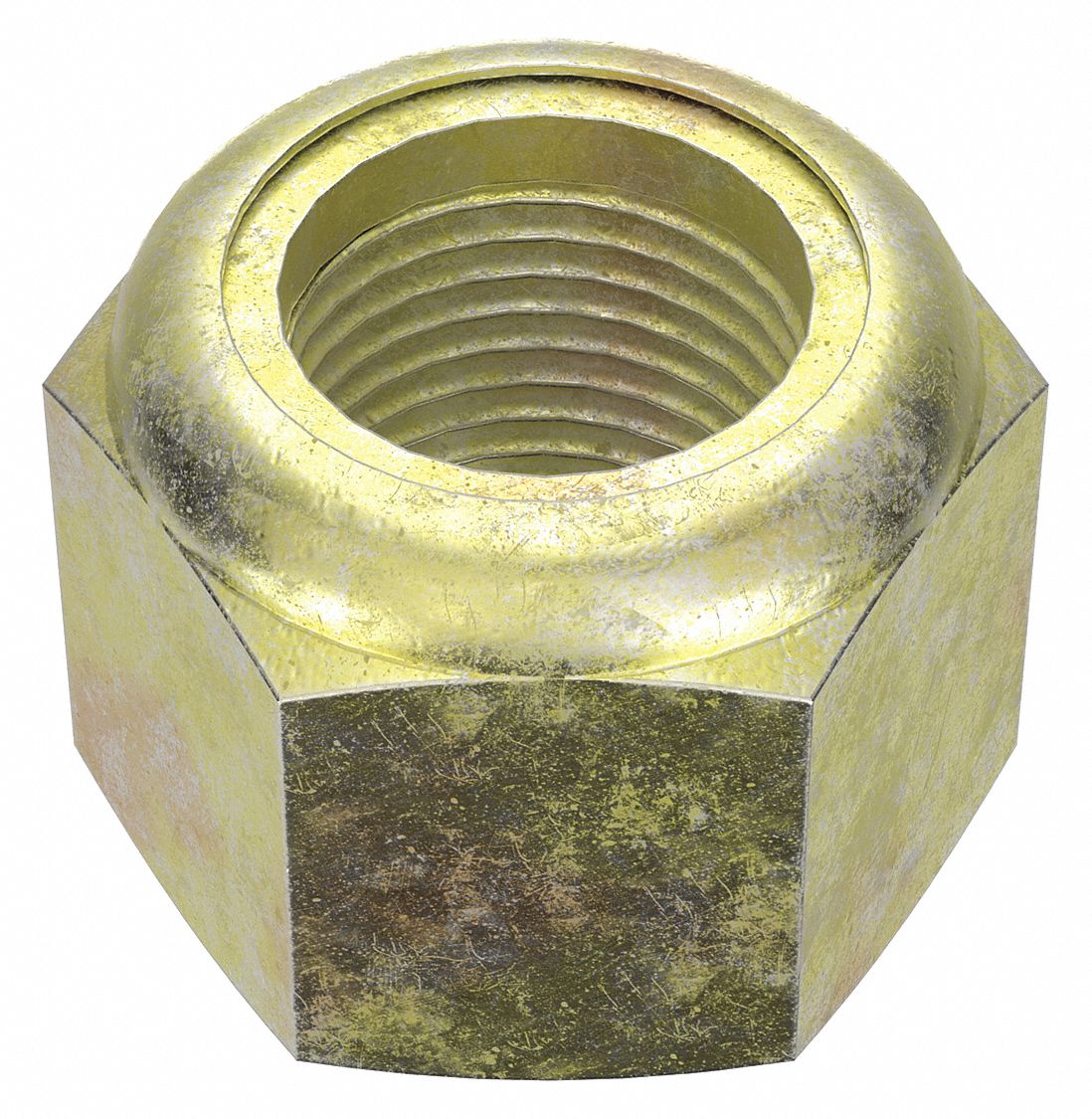 LOCK NUT, NYLON INSERT, ⅝"-18 THREAD, STEEL, GRADE 8, ZINC YELLOW, 15/16 IN HEX W, 10 PK