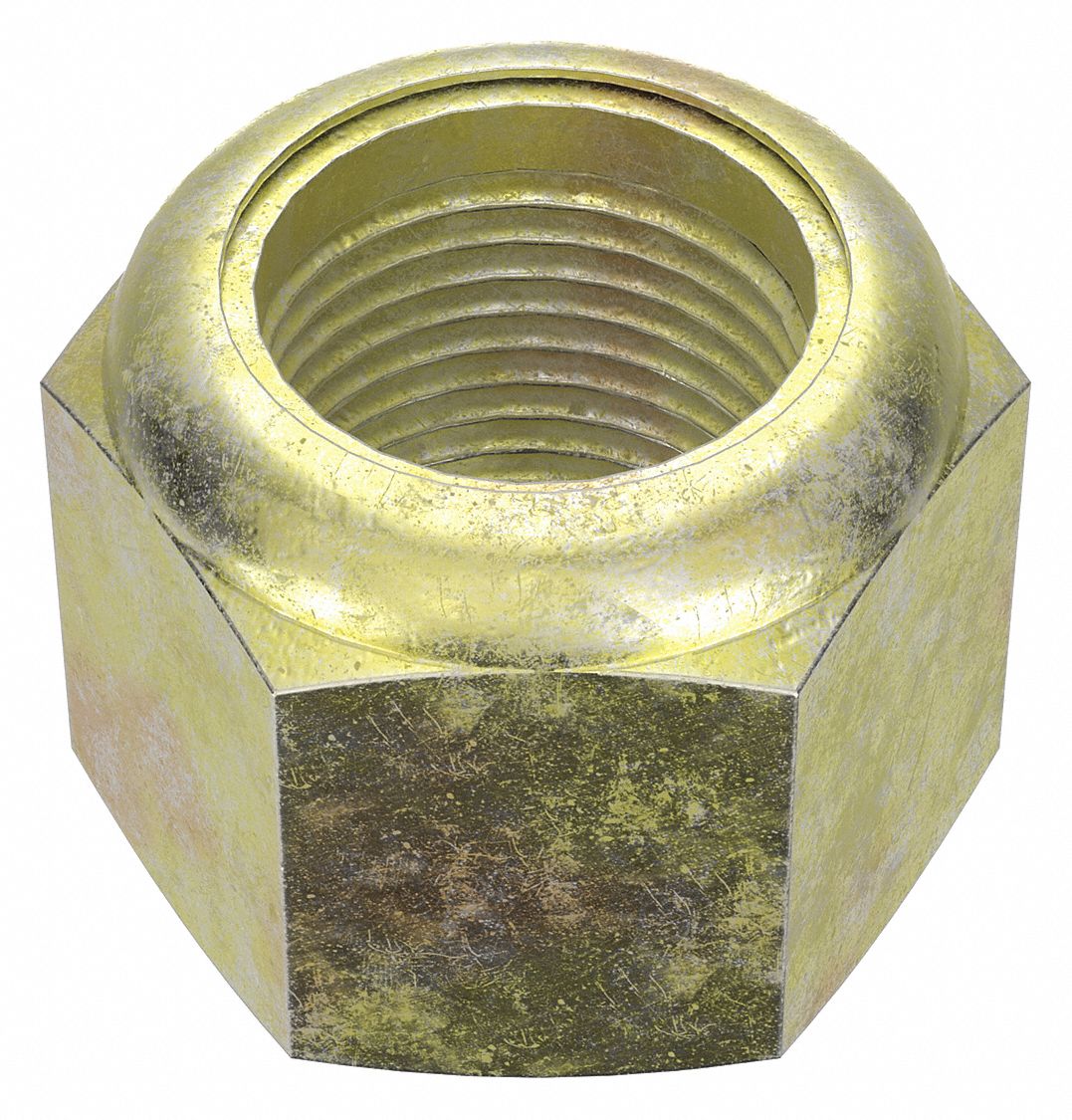 Lock Nut: Nylon Insert, Std Hex, 3/4"-16 Thread Size, Steel, Grade 8, Zinc Yellow, 10 PK