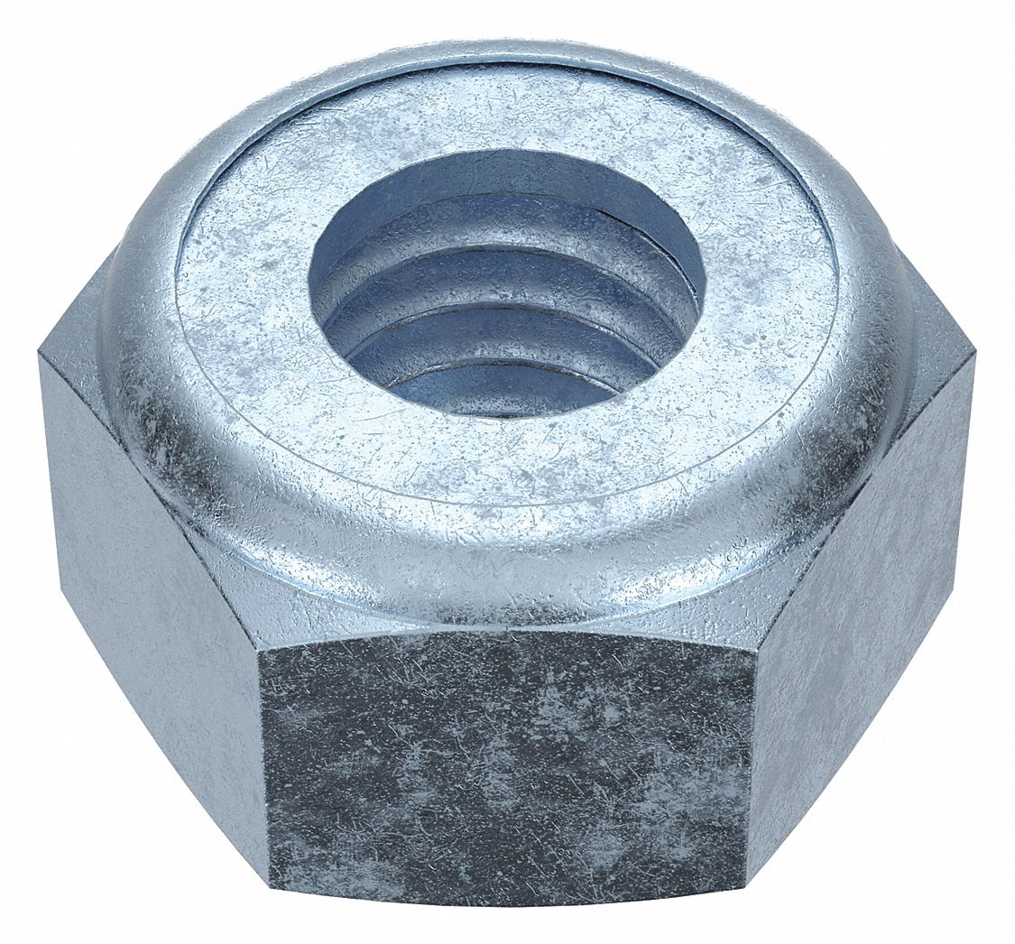 Lock Nut: Nylon Insert, Std Hex, M6x1.00 Thread Size, Steel, Class 8, Zinc-Plated, 100 PK