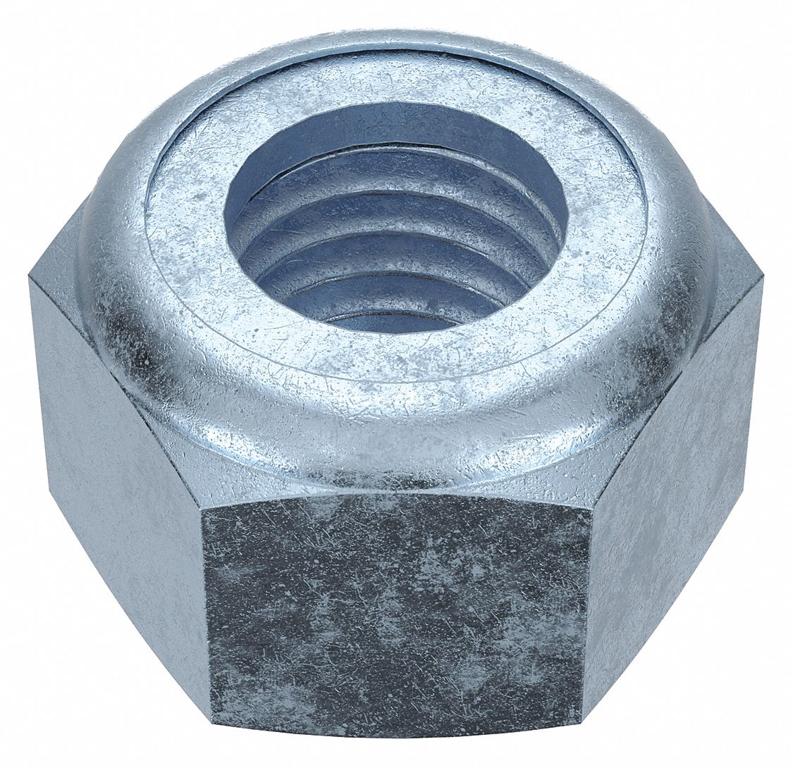 Lock Nut: Nylon Insert, Std Hex, M7x1.00 Thread Size, Steel, Class 8, Zinc-Plated, 100 PK