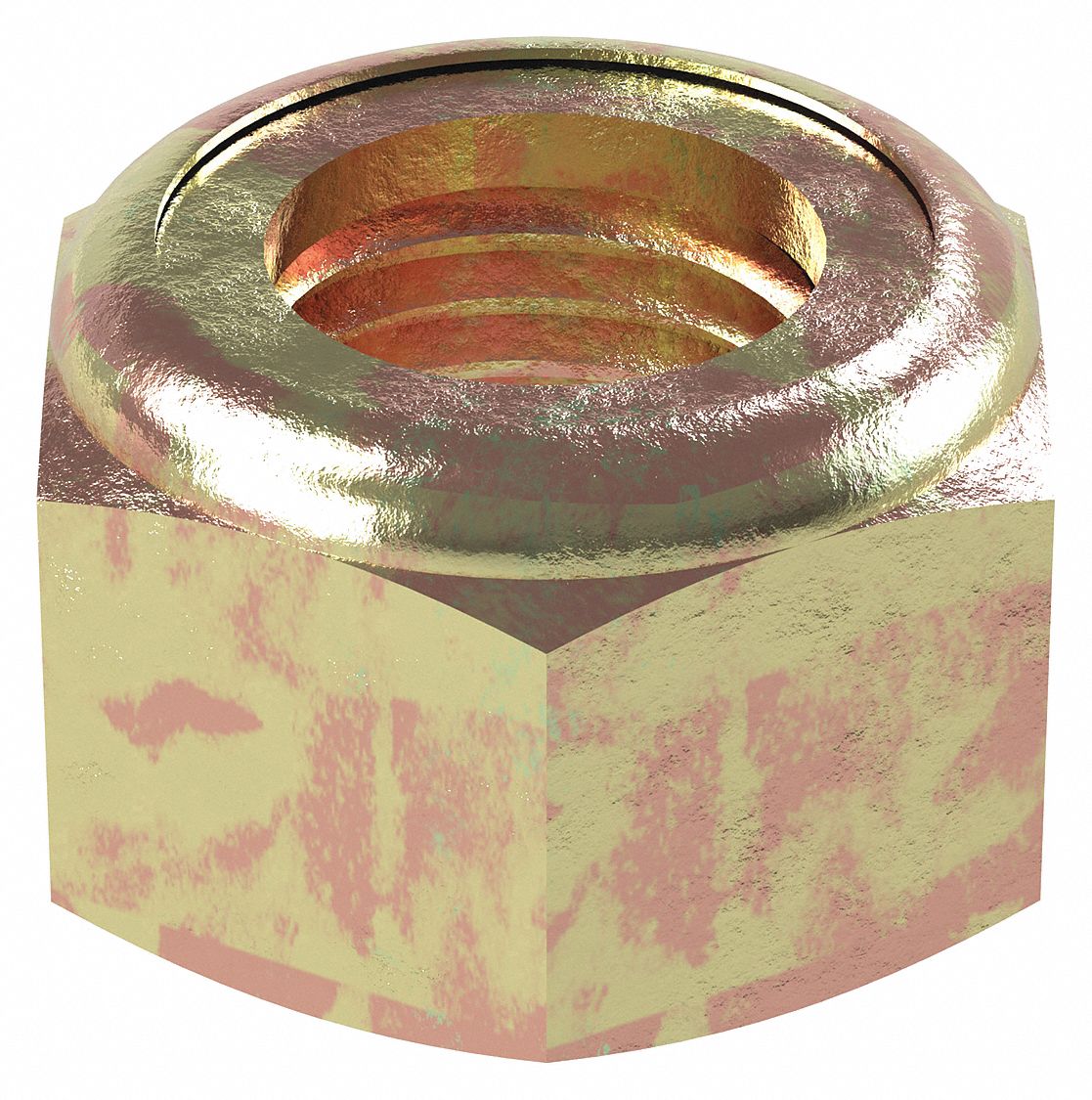 LOCK NUT, NYLON INSERT, M30-3.50 THREAD, STEEL, CLASS 8, ZINC YELLOW, 46MM HEX W, 5 PK