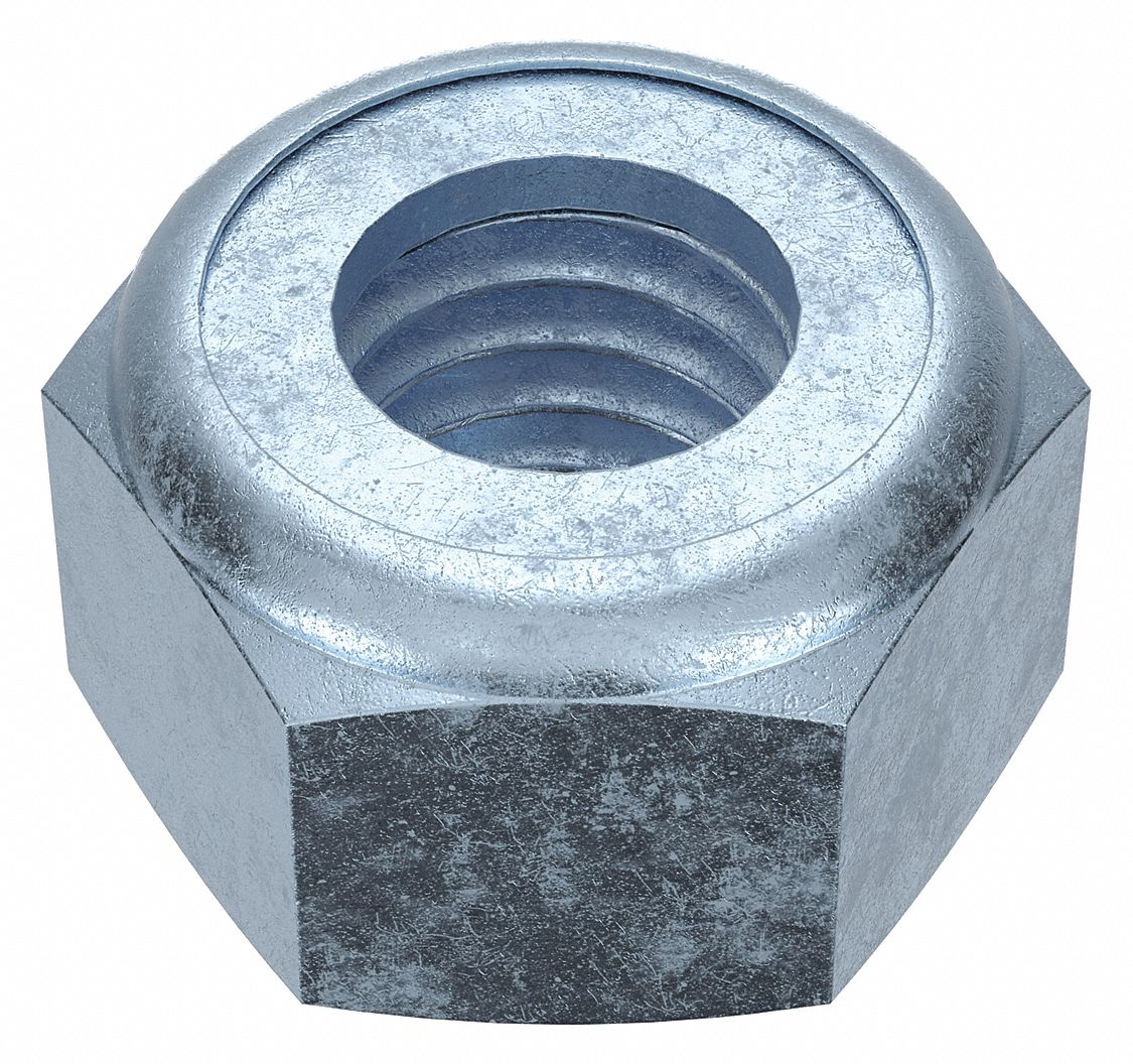 Lock Nut: Nylon Insert, Std Hex, M5x0.08 Thread Size, Steel, Class 10, Zinc-Plated, 100 PK