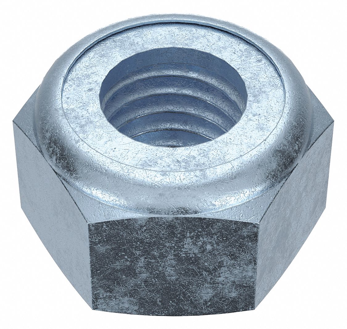 Lock Nut: Nylon Insert, Std Hex, M12x1.75 Thread Size, Steel, Class 10, Zinc-Plated, 50 PK