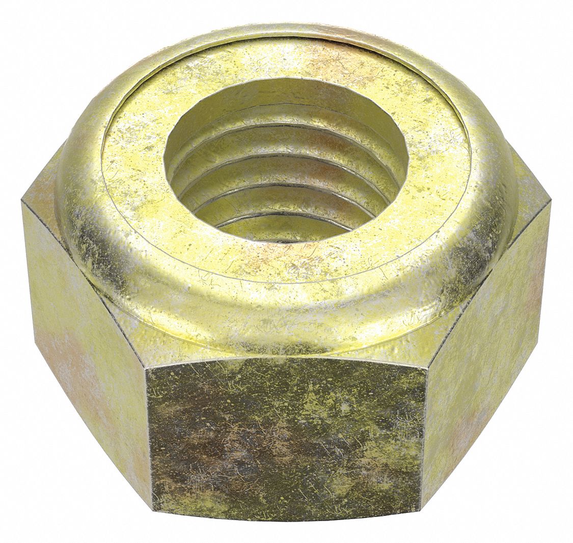 LOCK NUT, NYLON INSERT, M27-3.00 THREAD, STEEL, CLASS 8, ZINC YELLOW, 41MM HEX W, 5 PK