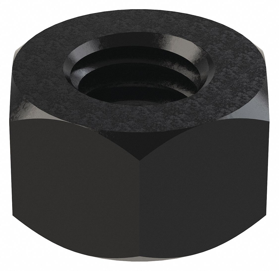 Hex Nut: Heavy Hex, 9/16"-12 Thread, Steel, Grade 2H, Black Oxide, Heavy Hex Nut, Thicker, 200 PK