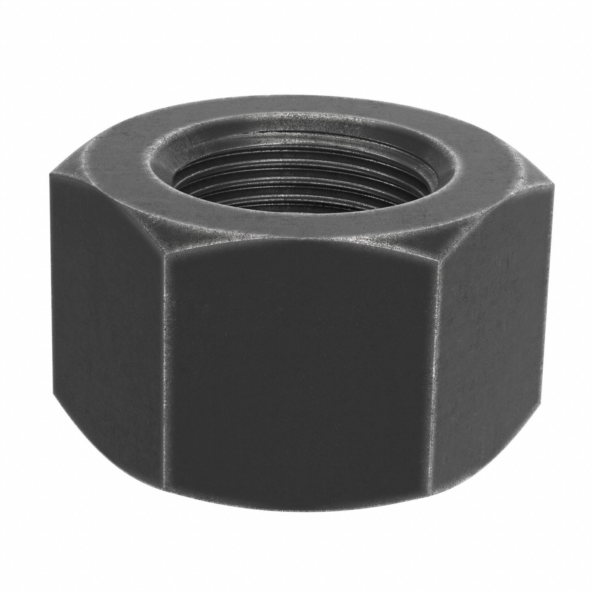 HEX NUT, 1 ⅞"-8 THREAD, 2 15/16 IN HEX W, 1 27/32 IN HEX H, STEEL, GRADE 4, BLACK OXIDE, 15 PK