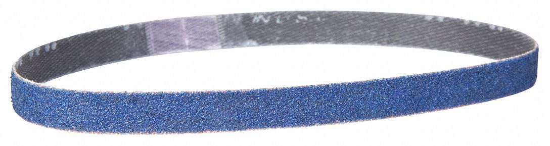 Sanding Belt: 1/8 in W x 18 in L, Zirconia Alumina, 60 Grit, X Wt Polyester Backing, 50 PK