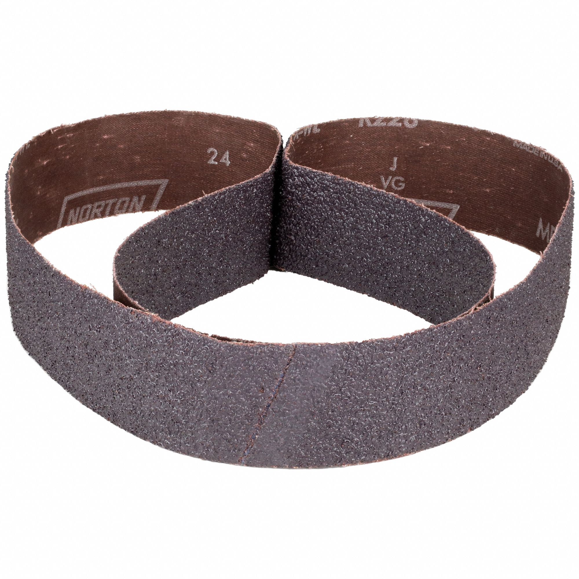 Sanding Belt: 2 in W x 60 in L, Aluminum Oxide, 24 Grit, X Wt Cotton Backing, 10 PK