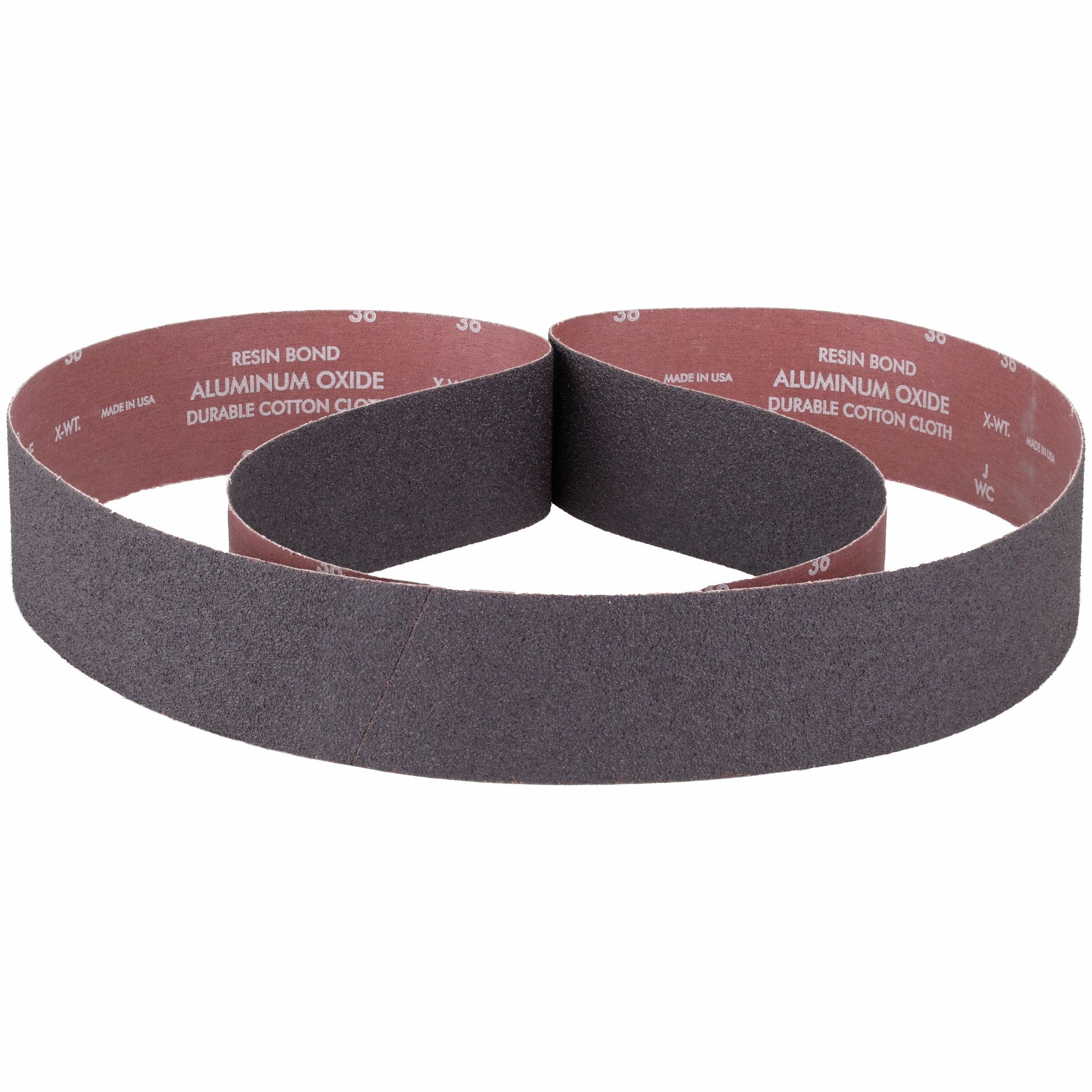 Sanding Belt: 3 in W x 90 in L, Aluminum Oxide, 36 Grit, X Wt Cotton Backing, 10 PK