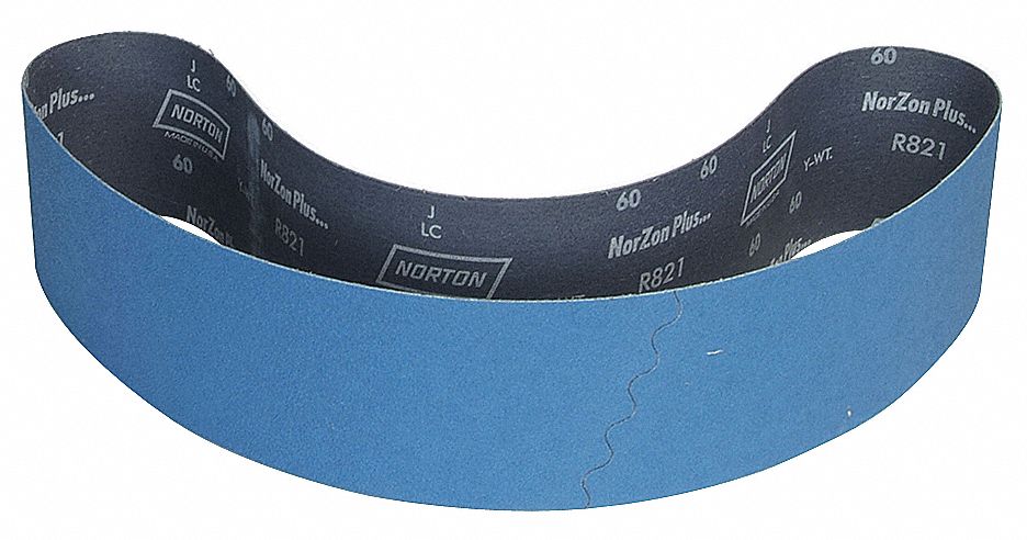 Sanding Belt: 4 in W x 54 in L, Zirconia Alumina, 120 Grit, X Wt Polyester Backing, 10 PK