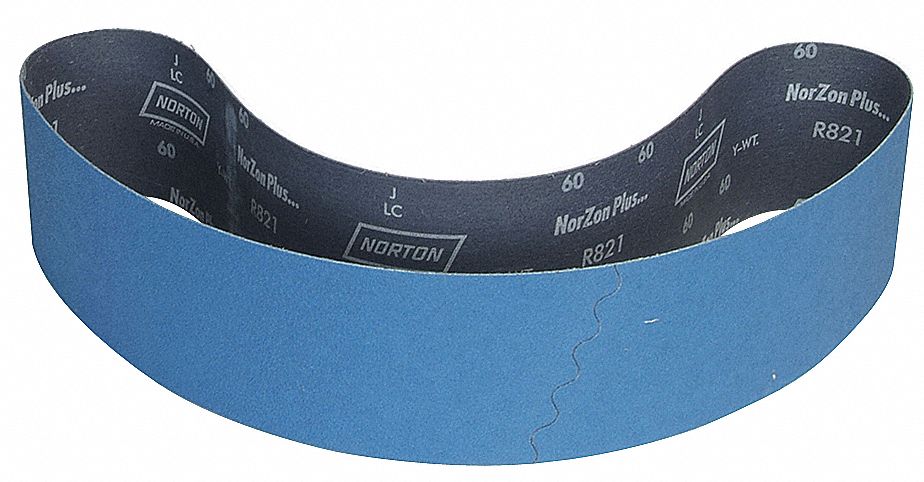 Sanding Belt: 4 in W x 54 in L, Zirconia Alumina, 80 Grit, X Wt Polyester Backing, 10 PK