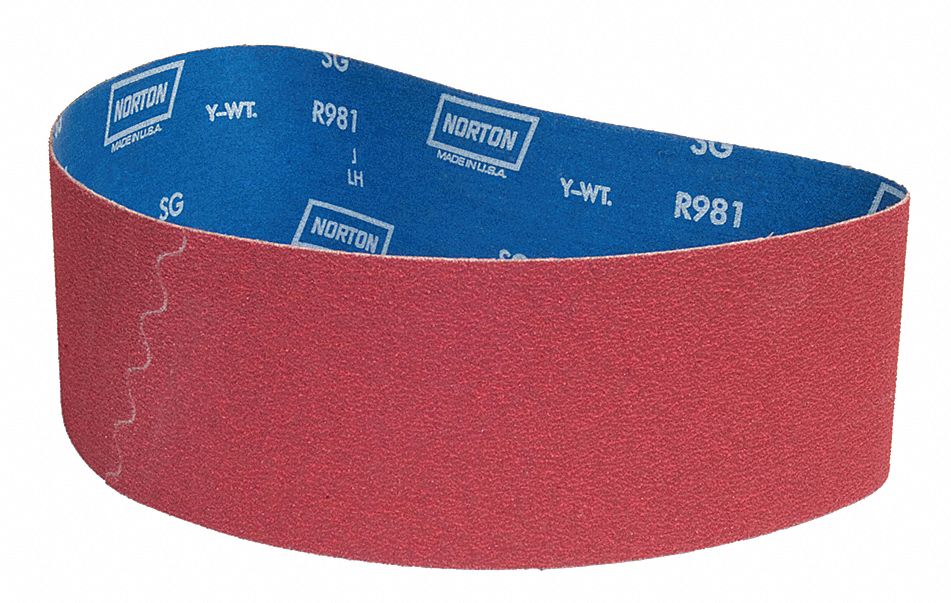 SANDING BELT, 4 IN W X 79 IN L, CERAMIC, 36 GRIT, Y WEIGHT POLYESTER BACKING, R981 SG, 10 PK