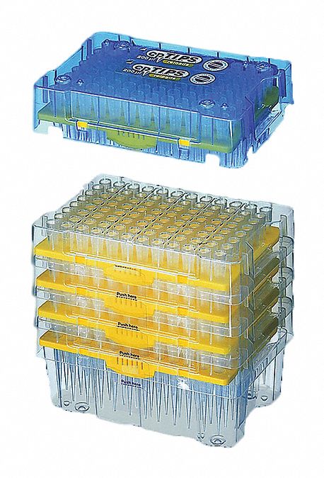 Pipettor Tip: Non-Sterile, 10 mL Capacity, Preconfigured Rack, No Filter, Turquoise, 120