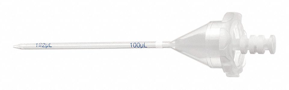 Pipettor Tip: Non-Sterile, 0.1 mL Capacity, Individually Wrapped, No Filter, Clear, 100