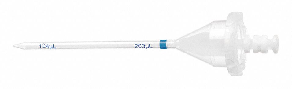 Pipettor Tip: Non-Sterile, 0.2 mL Capacity, Individually Wrapped, No Filter, Clear, 100