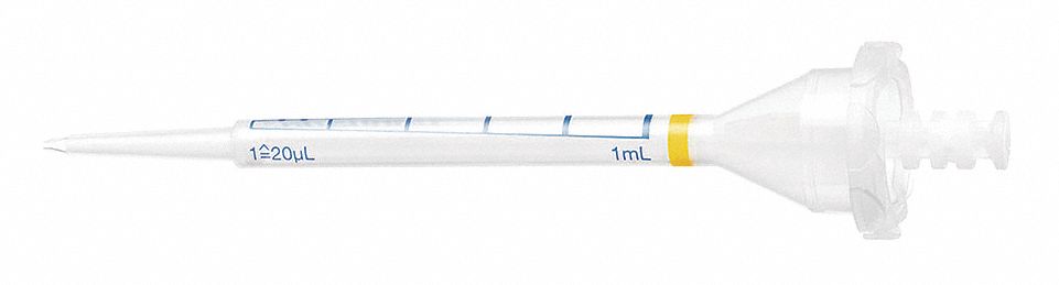 Pipettor Tip: Non-Sterile, 1 mL Capacity, Bulk Bag, No Filter, Clear, 100