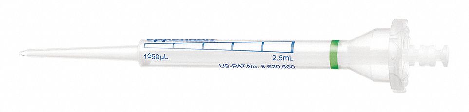 Pipettor Tip: Non-Sterile, 2.5 mL Capacity, Bulk Bag, No Filter, Clear, 100