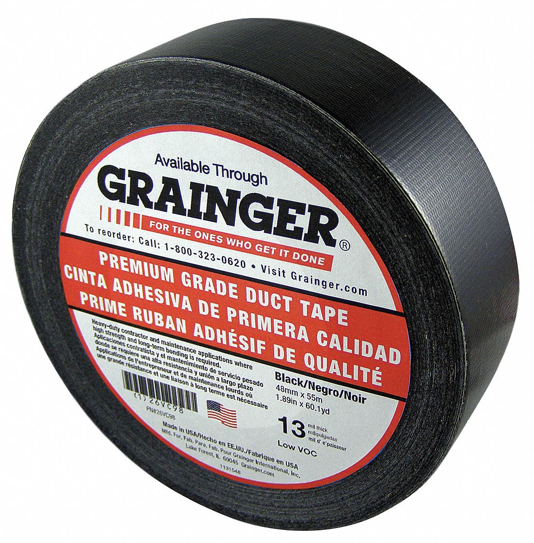 GRAINGER APPROVED Duct Tape Grade Premium, Duct Tape Type Duct Tape