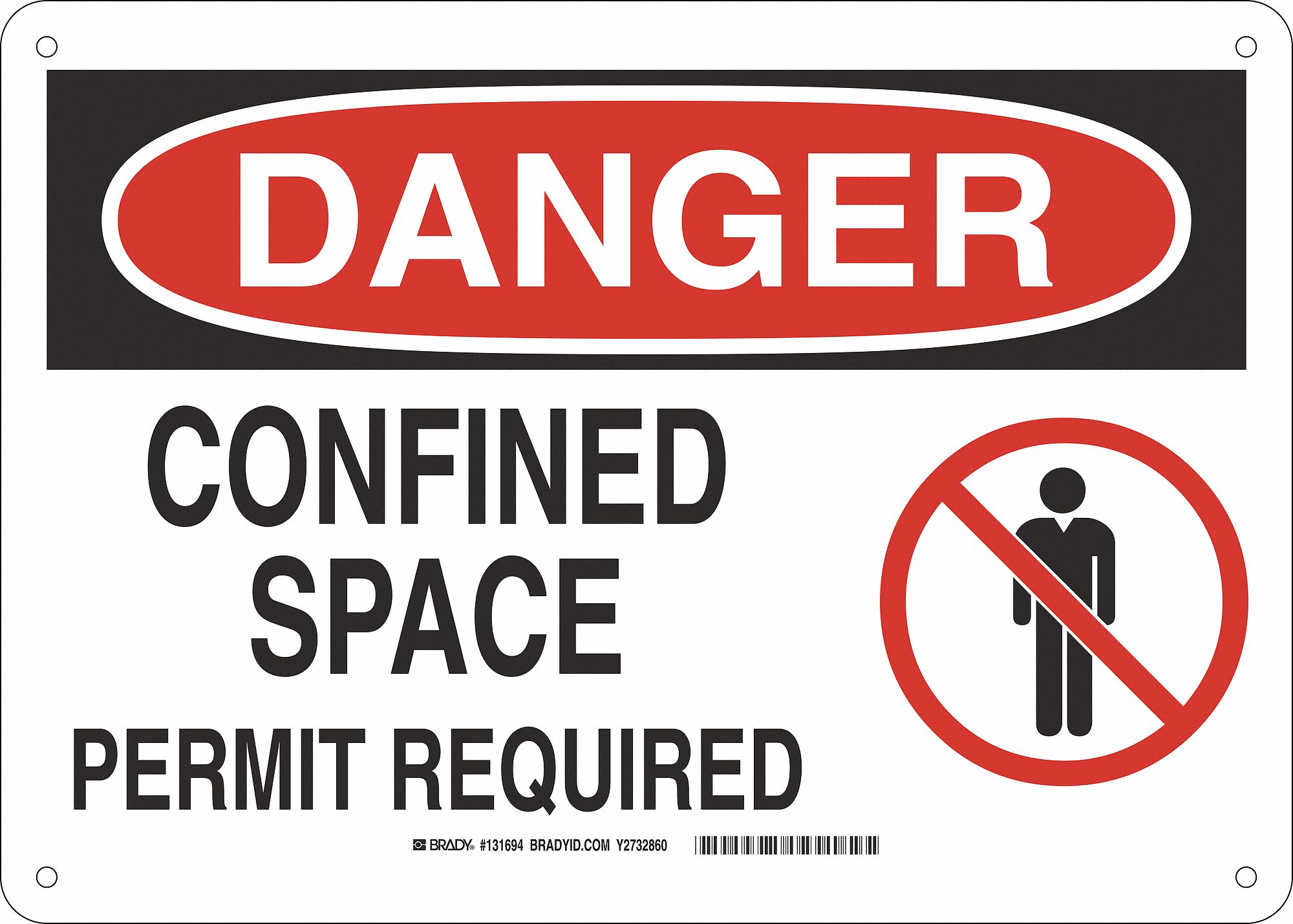 Danger Sign, 10in. H x 14in. W, Fiberglass