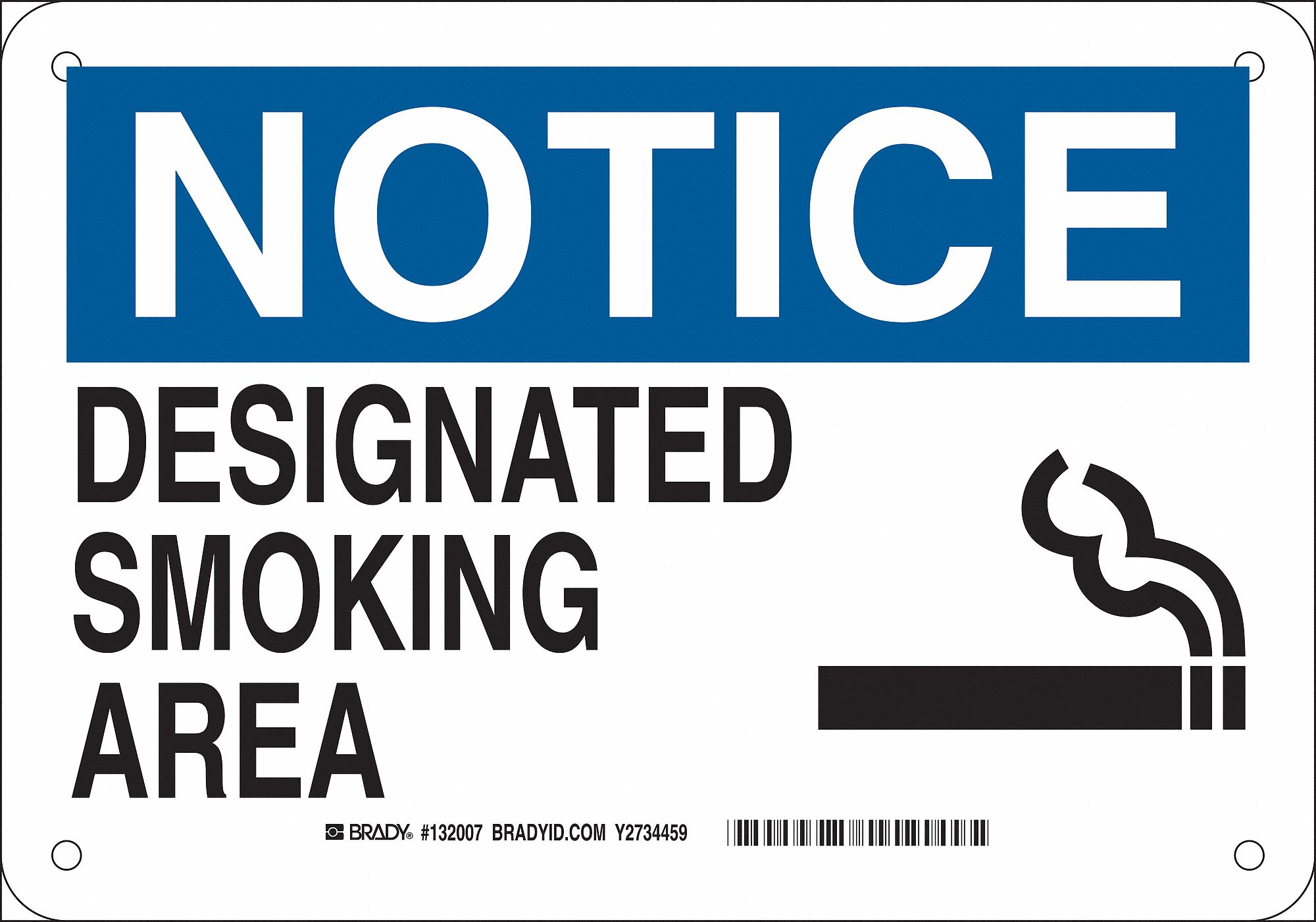 Smoking Sign, 7in. H x 10in. W, Plastic