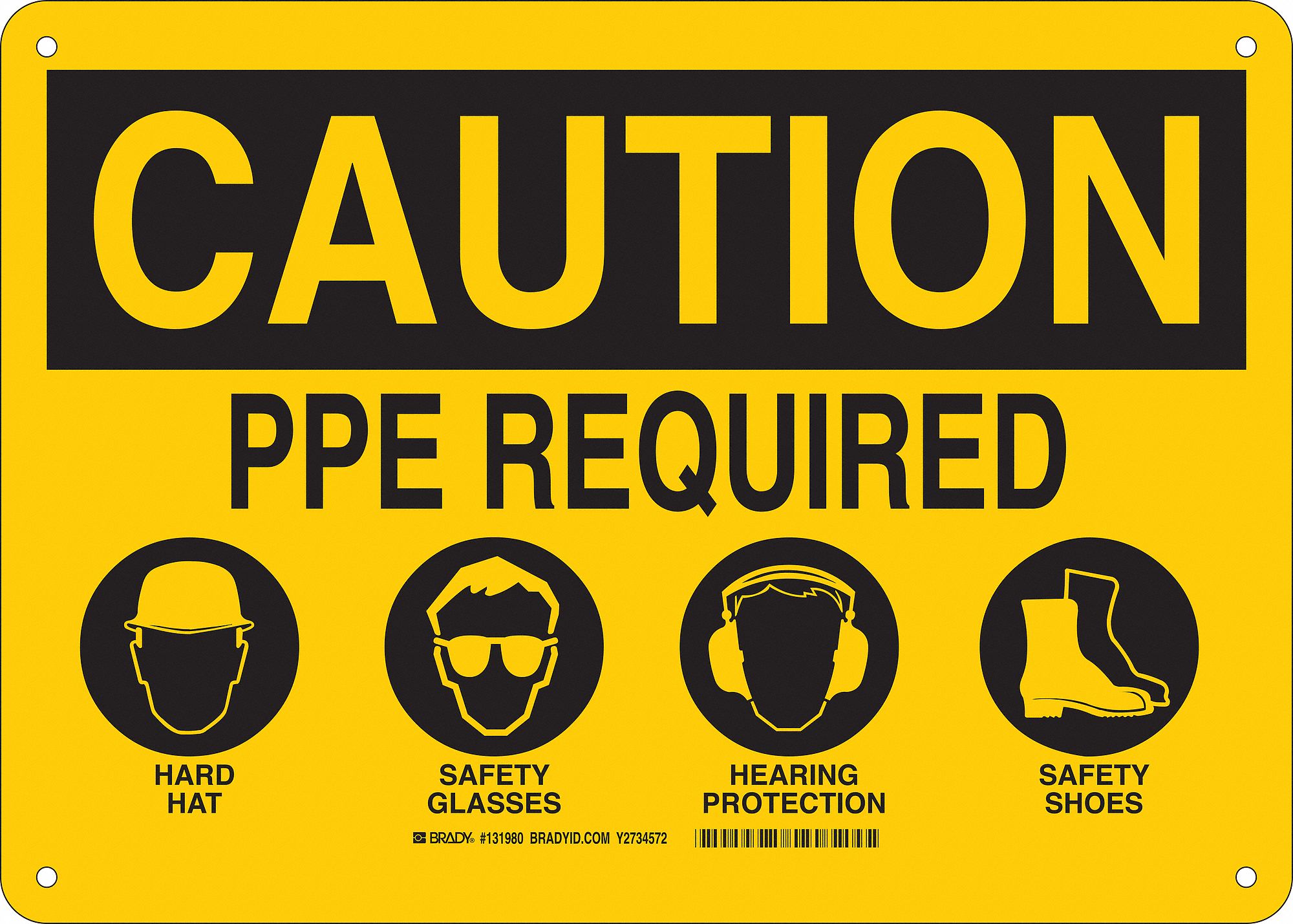 Caution Sign, 10in. H x 14in. W, Plastic