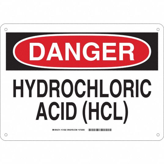 Danger Sign, Hydrochloric Acid (Hcl), Header Danger, Rectangle, 10 in ...