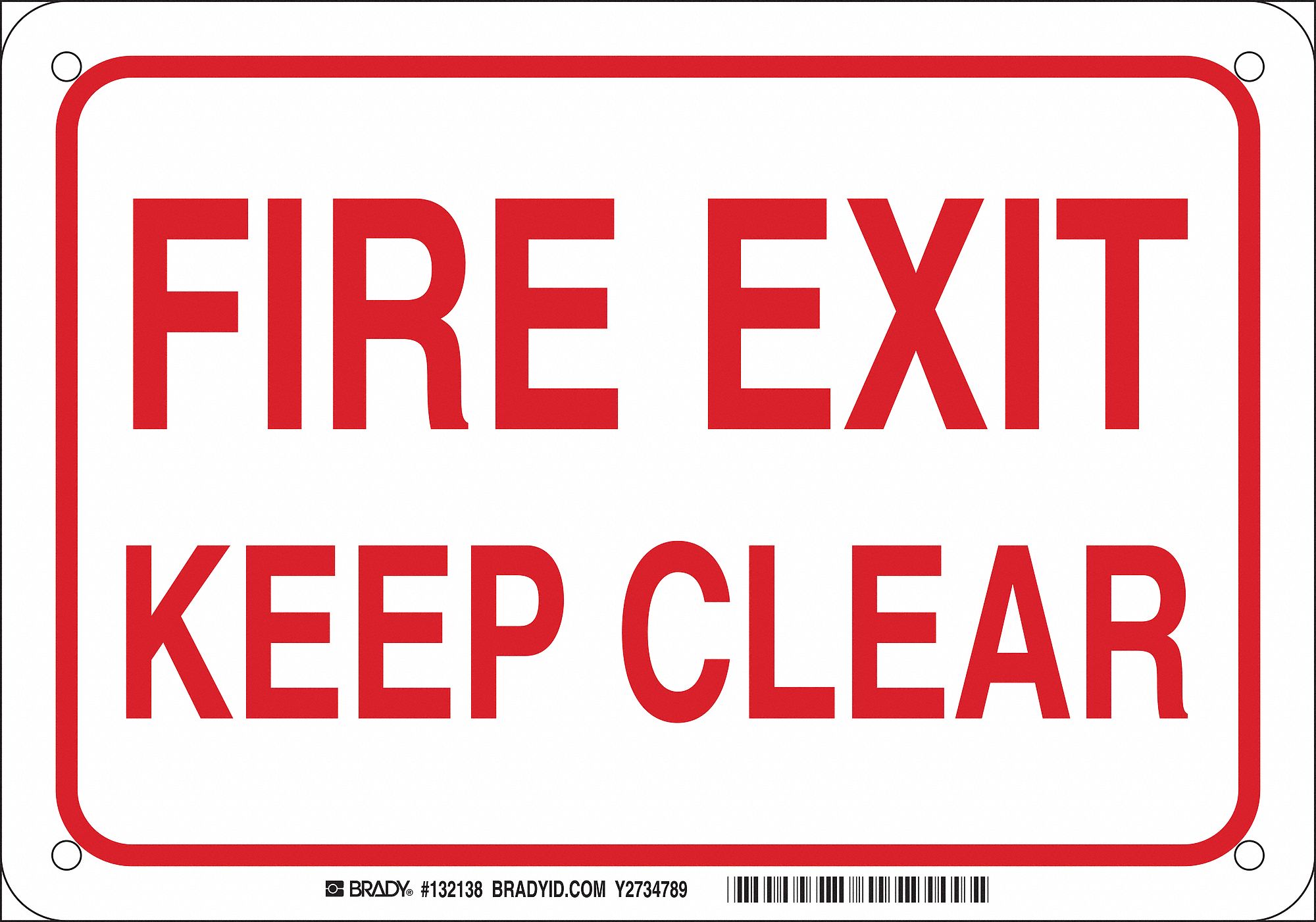 Sign, Fire Exit Keep Clear, 7"x10"