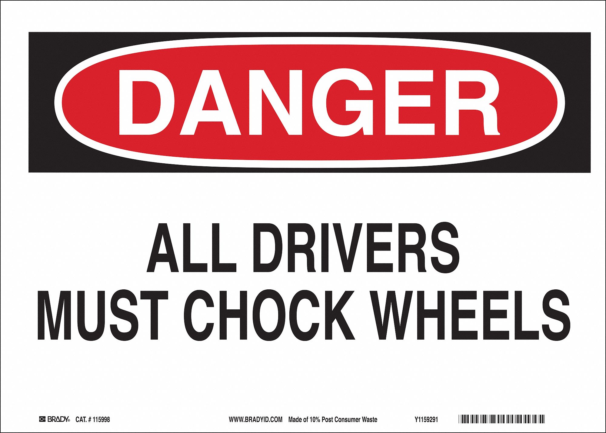 Danger Sign, 10inHx14inW, Eco-Frndly Plstc