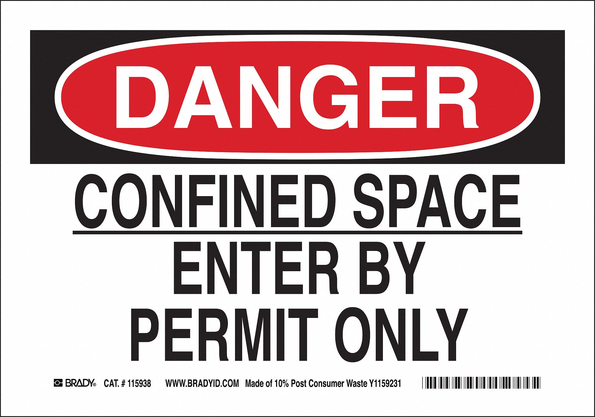 Danger Sign, 7inHx10inW, Eco-Frndly Plastc