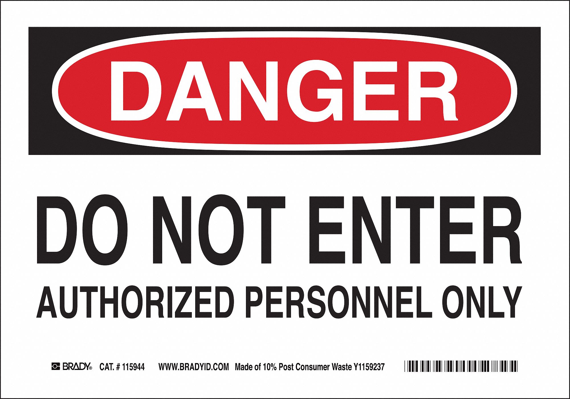 PANNEAU DANGER NO ENTER 10X14 PL