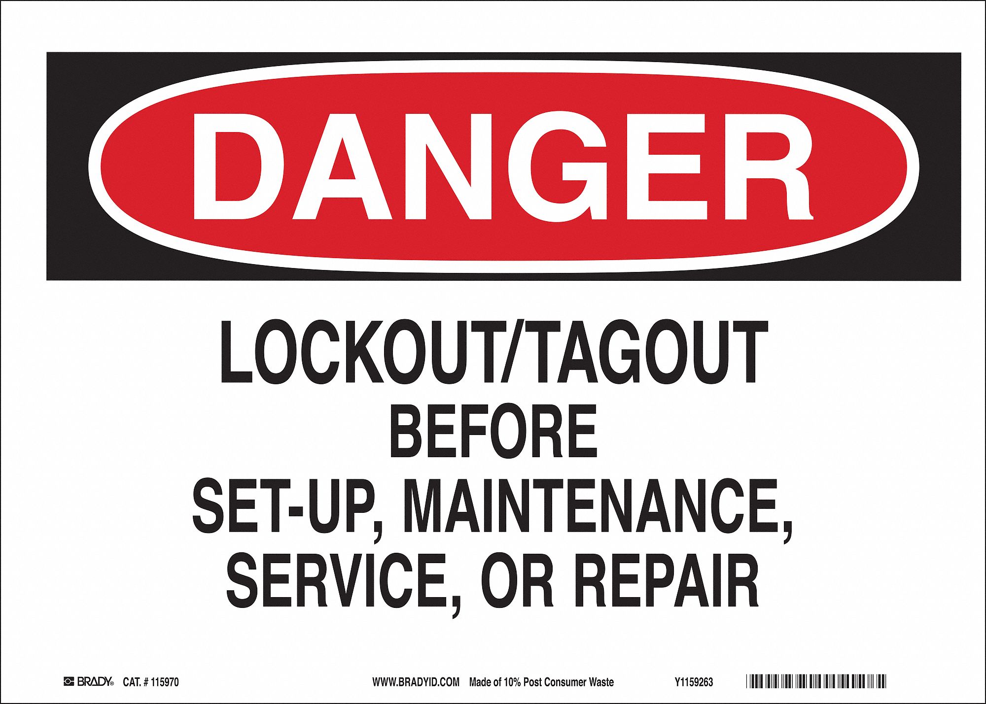 Danger Sign, 7inHx10inW, Eco-Frndly Plastc