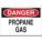 DANGER SIGN, PROPANE GAS, HEADER DANGER, RECTANGLE, 7 IN HEIGHT, 10 IN WIDTH, PLASTIC, MOUNTING HOLES, WHITE/BLACK