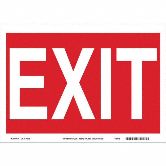 Adhesive Sign Mounting, Not Retroreflective, Exit Sign - 26VP06|118133 ...